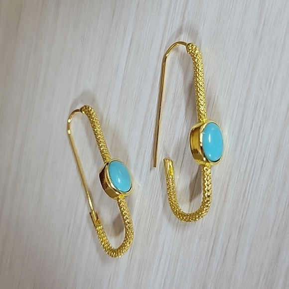 AQUA ACCENT SAFETY PIN EARRINGS - Picture 3 of 8